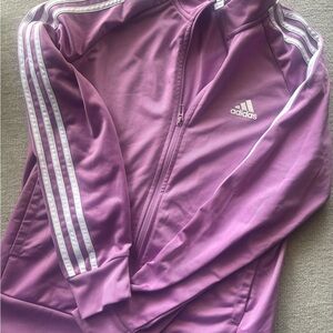 Adidas Women's Purple Track Jacket with White Stripes
